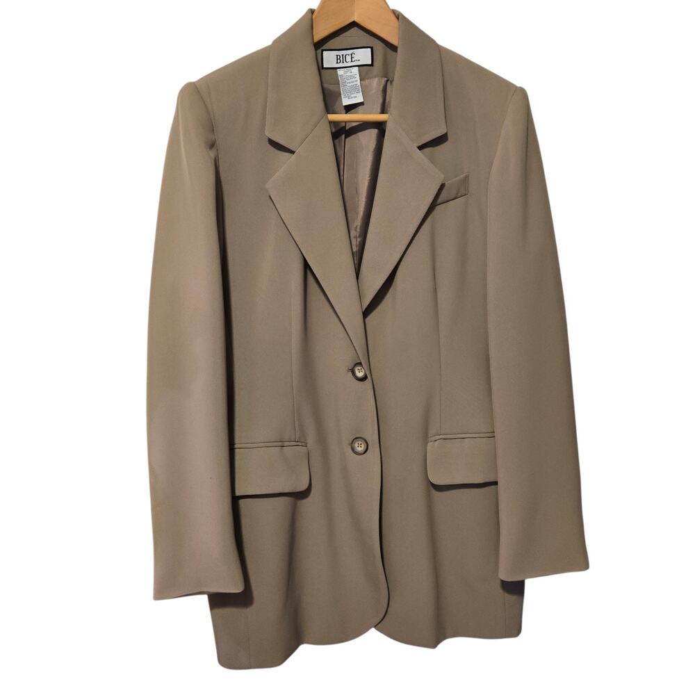 BICE Womens Taupe Blazer Size 10 Classic Fit Neutral Jacket
